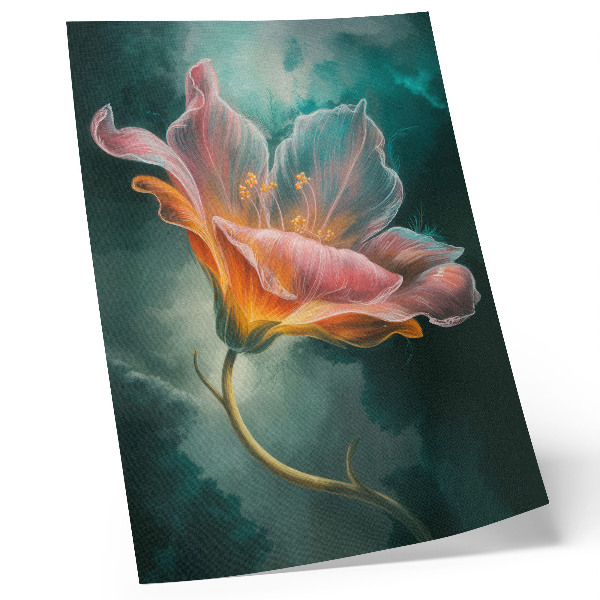 Premium wall art Colorful surreal flower turquoise background