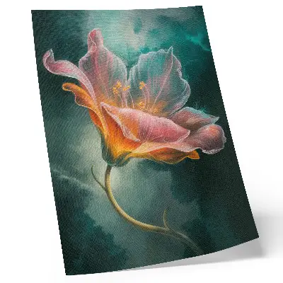 Premium wall art colorful surreal flower on a turquoise background