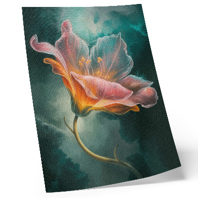 Premium wall art Colorful surreal flower turquoise background