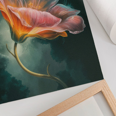Premium wall art Colorful surreal flower turquoise background