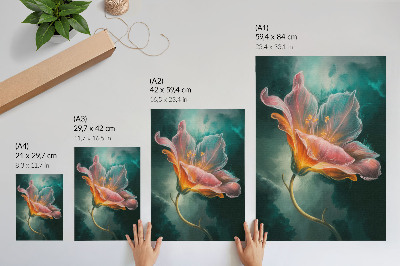 Premium wall art Colorful surreal flower turquoise background