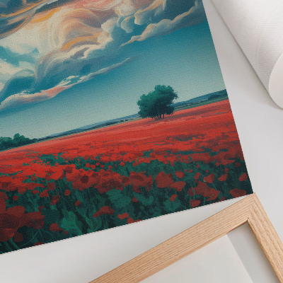Decorative poster A colorful meadow of poppies under a blazing sky
