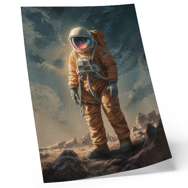 Art print Astronaut on an alien planet night sky