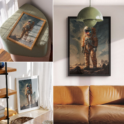 Art print Astronaut on an alien planet night sky