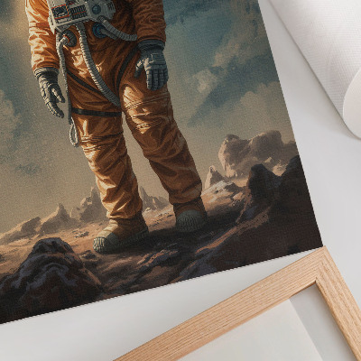 Art print Astronaut on an alien planet night sky