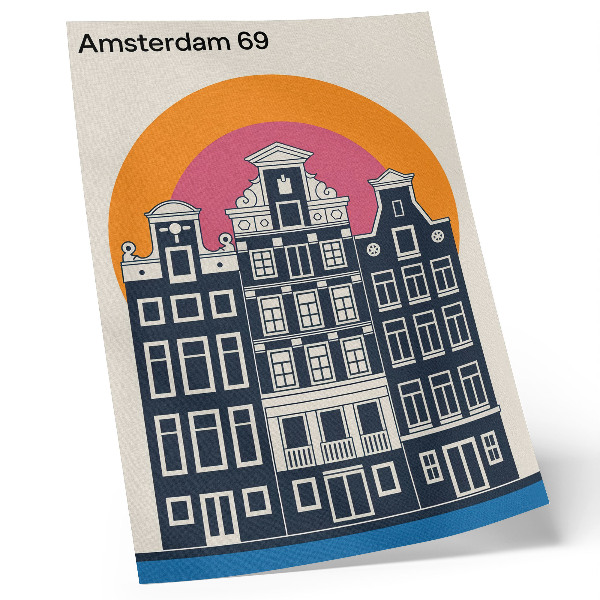 Art print Tenement houses on a colorful background - modern aesthetics
