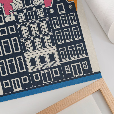 Art print Tenement houses on a colorful background - modern aesthetics