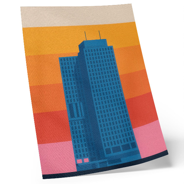 Premium wall art Modern building orange and pink background