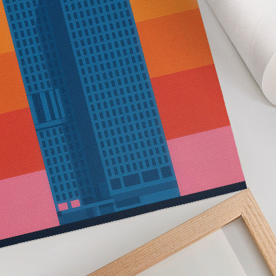 Premium wall art Modern building orange and pink background