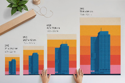 Premium wall art Modern building orange and pink background