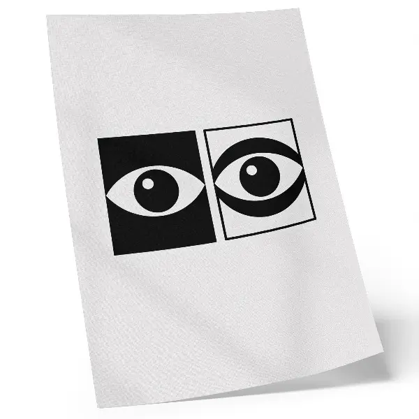 Art print black and white modern eyes with symmetrical contrast