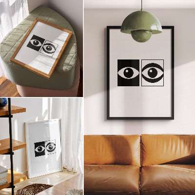 Art print Black and white eyes modern symmetry contrast
