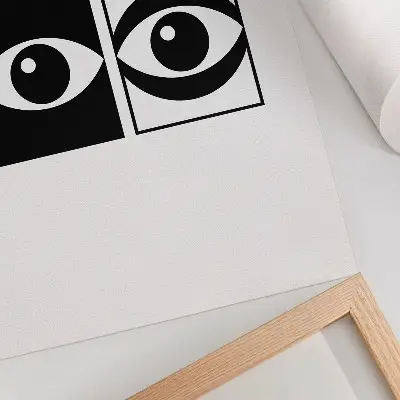 Art print black and white modern eyes with symmetrical contrast