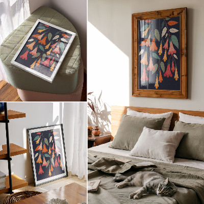 Poster Colorful flowers leaves graphic style