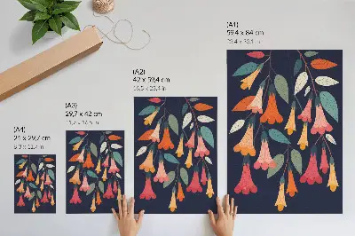Colorful flowers and leaves graphic poster colorful flowers and leaves graphic style
