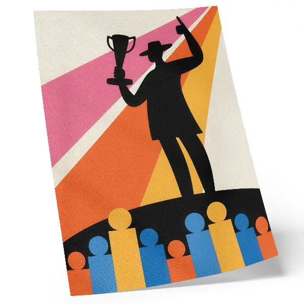Art print trophy silhouette in bright dynamic colors