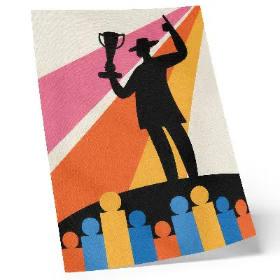Art print trophy silhouette in bright dynamic colors
