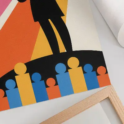 Art print trophy silhouette in bright dynamic colors