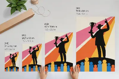 Art print trophy silhouette in bright dynamic colors