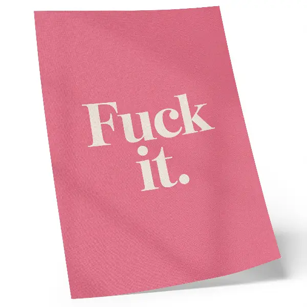 Premium wall art modern style with white letters on a pink background