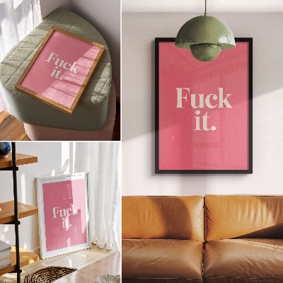 Premium wall art Pink background white letters modern style