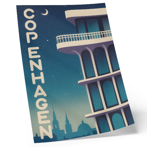 Art print Evening city modern architecture