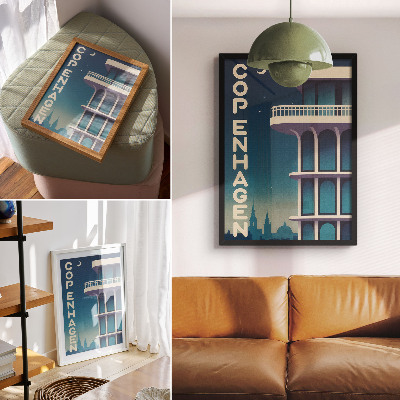 Art print Evening city modern architecture