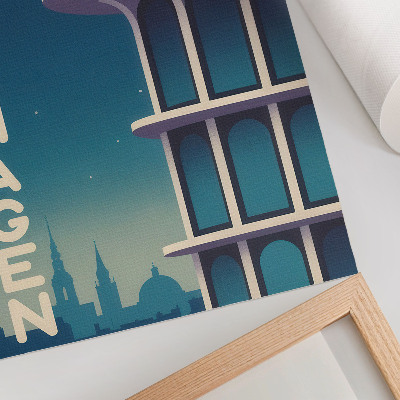 Art print Evening city modern architecture
