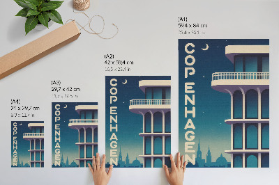 Art print Evening city modern architecture