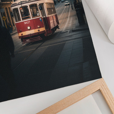 Decorative poster A tram among the city's historic architecture