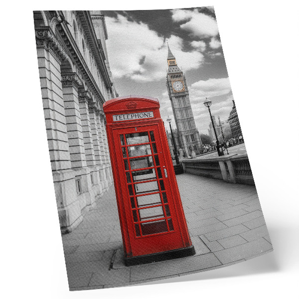 Poster red telephone booth city icon with contrast