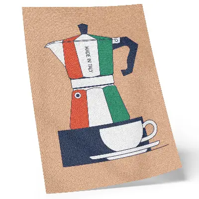 Art print colorful cafeteria scene in modern Italian style