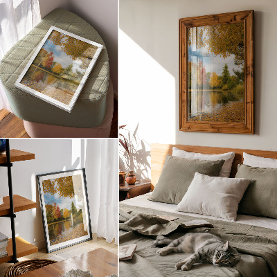 Premium wall art Colorful trees by the lake, autumn mood