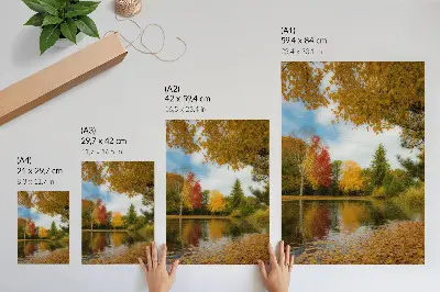 Premium wall art colorful trees by the lake in an autumn mood