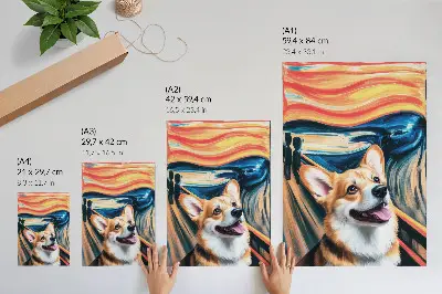 Decorative poster featuring a cute dog with dynamic colors and bold contrasts