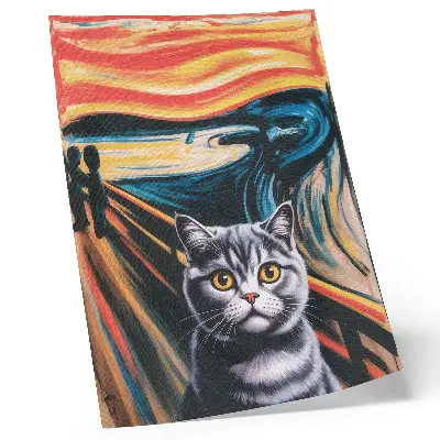 Art print cat against an expressive landscape