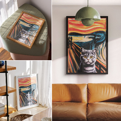 Art print A cat against the backdrop of an expressive landscape