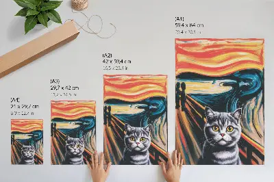 Art print cat against an expressive landscape