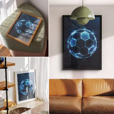 Premium wall art digital geometric ball with light lines