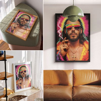 Art print Intense colors, contrasting retro patterns
