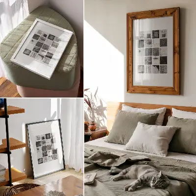 Geometric wall art black and white abstract pattern print