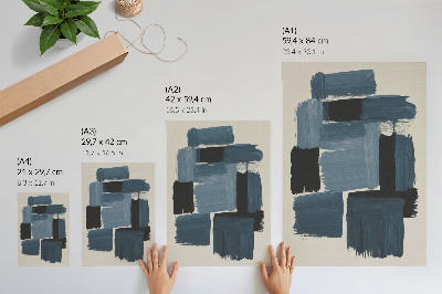 Premium wall art Blue brush strokes contrast modern