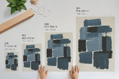 Premium wall art modern blue brush strokes contrast