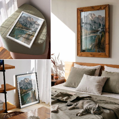 Poster Mountains, forest, lake, reflections, colorful trees
