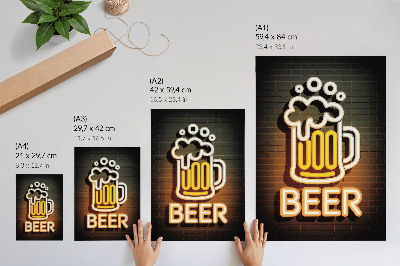 Decorative poster Neon mug white with yellow lettering on brick