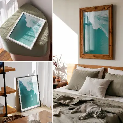 Poster turquoise ocean waves with a calm and harmonious atmosphere