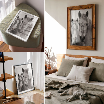Art print Horses in a monochromatic shot full of elegance
