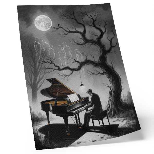 Premium wall art Subdued colors ghosts piano moon