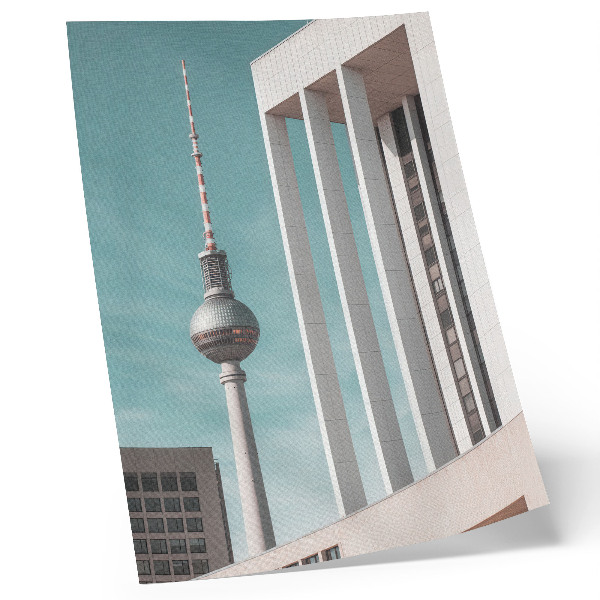 Decorative poster Minimalist tower, modern buildings, blue sky
