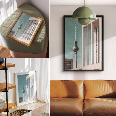 Decorative poster Minimalist tower, modern buildings, blue sky